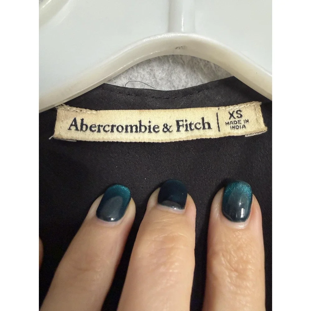 Abercrombie & Fitch Dress Womens XS Black Wrap V Neck Long Sleeve Lined Mini